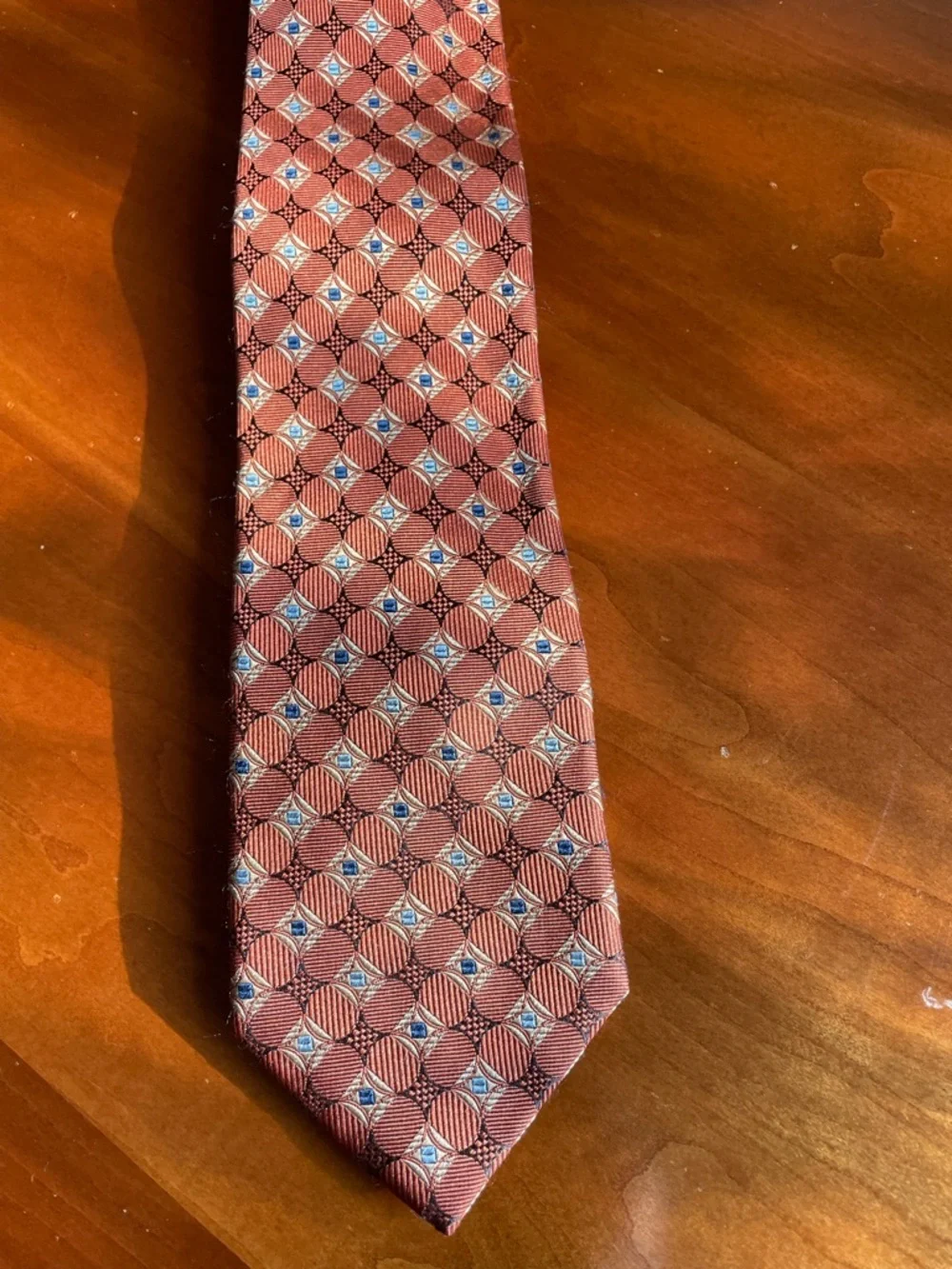 Jos. A.Bank 100% Silk Tie Orange Navy Gold